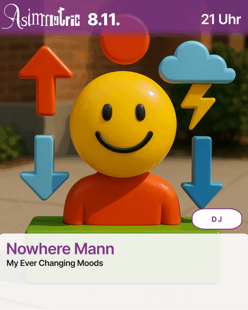 Nowhere Mann (DJ) - My Ever Changing Moods - 08.11.2025 (21 Uhr) - ASIMMETRIC BAR | Venloer Str. 196 | 50823 Köln
