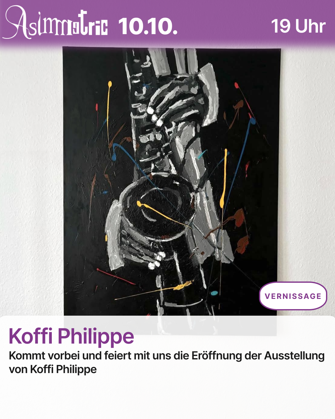 Koffi Philippe (VERNISSAGE) - Kommt vorbei und feiert mit uns die Eröffnung der Ausstellung von Koffi Philippe - 10.10.2025 (19 Uhr) - ASIMMETRIC BAR | Venloer Str. 196 | 50823 Köln